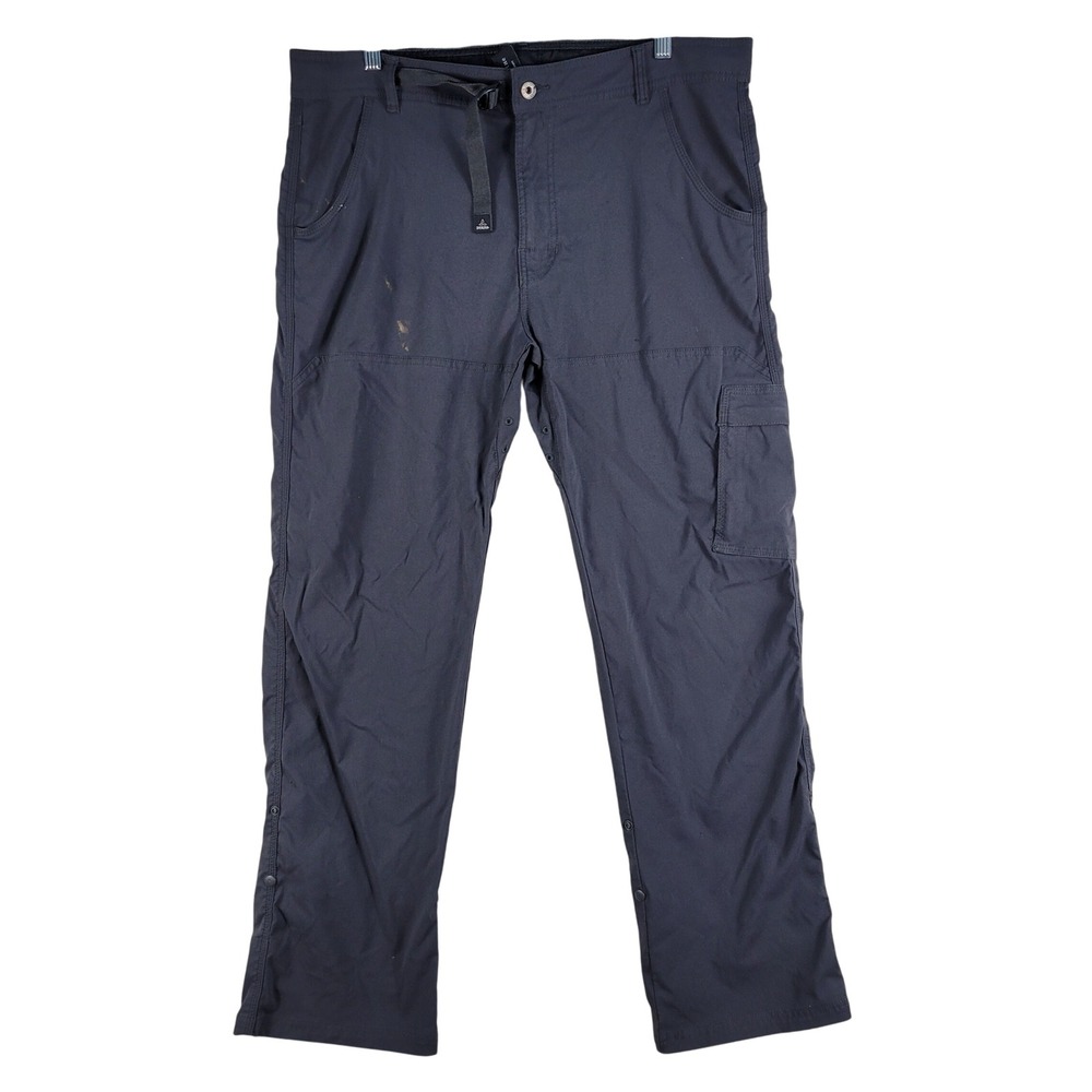Prana Zion Cargo Pants Men's XL 36 x 32 Gray Hiking Outdoor Stretch Belted GUC